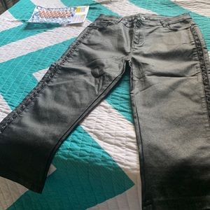 Black leather capris